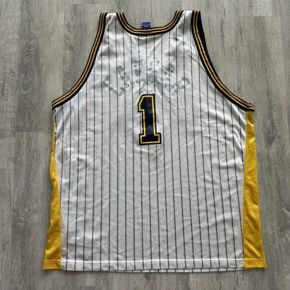 Vintage Champion Indiana Pacers Jersey Mens 2XL (52) White Stripe Basketball